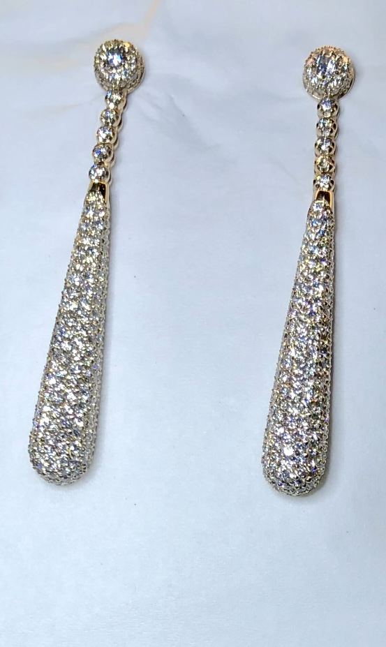Drop earrings with pavé diamond setting — SKJ Serti workshop, Antwerp